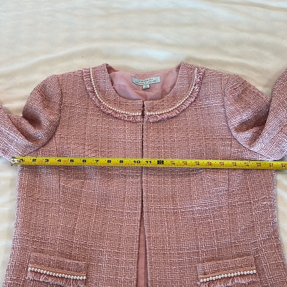 Tahari Women’s Palm Pink Jacket with Faux Pearls around Neck and on Pockets - Picture 13 of 15